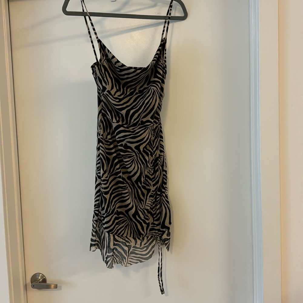 Zebra mesh lined mini dress